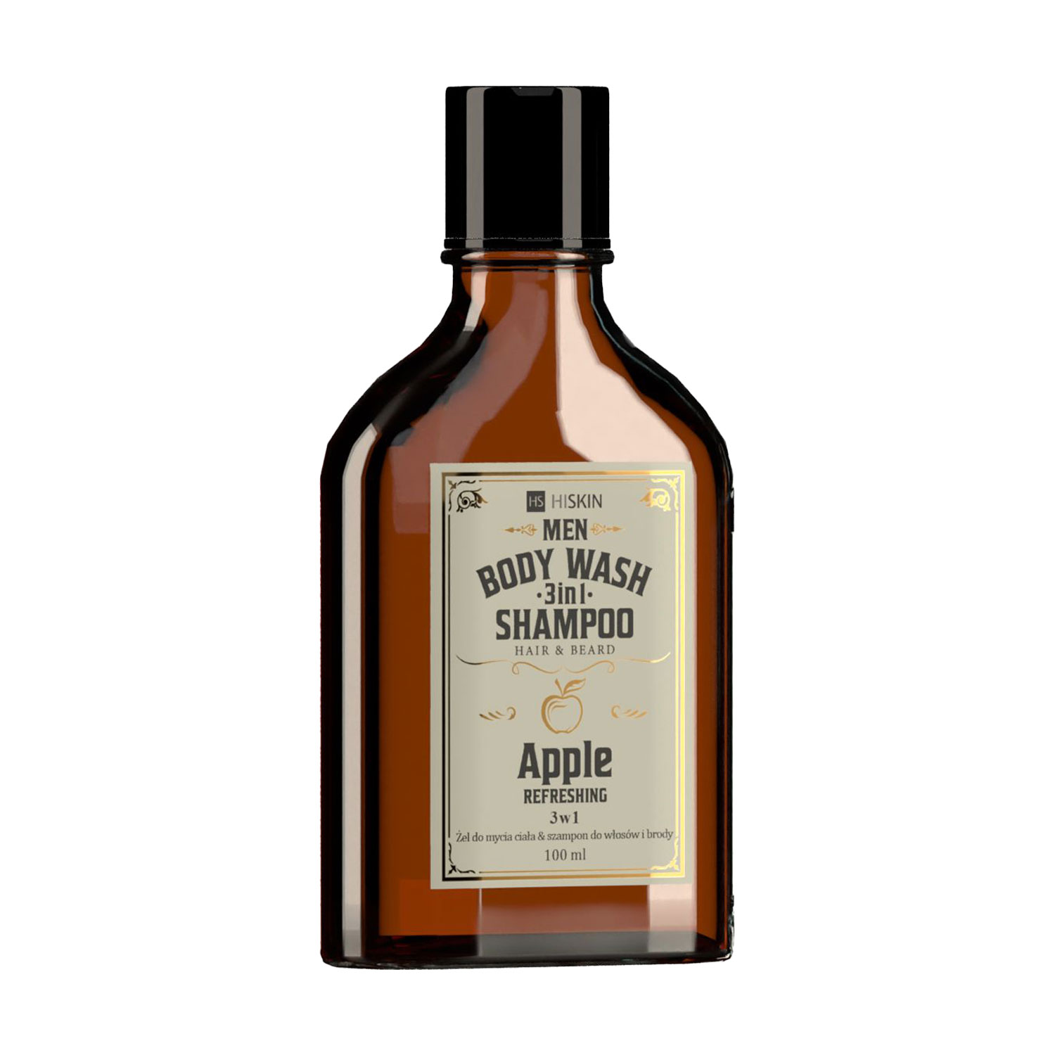 Чоловічий гель-шампунь для миття тіла, волосся та бороди HiSkin Apple Men Body Wash Gel And Shampoo, 100 мл